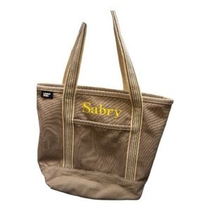 Lands' End Tan Tote Bag Embroidered with “ Sabry”